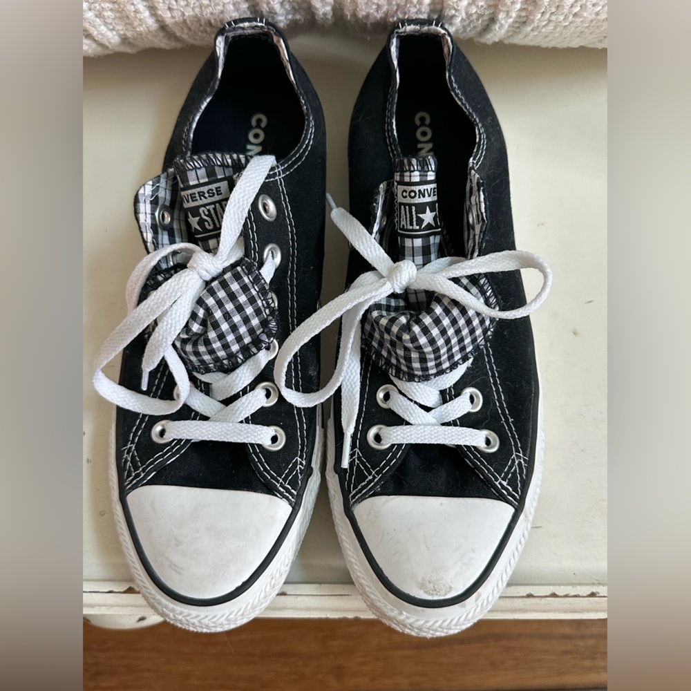 Converse All Star Black and White Gingham Check Sneakers Sz 9 Women’s